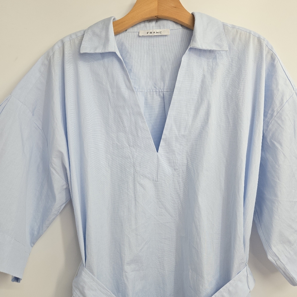 Paige‎ Shirt Dress Light Blue Cotton Belted - Picture 4 of 15
